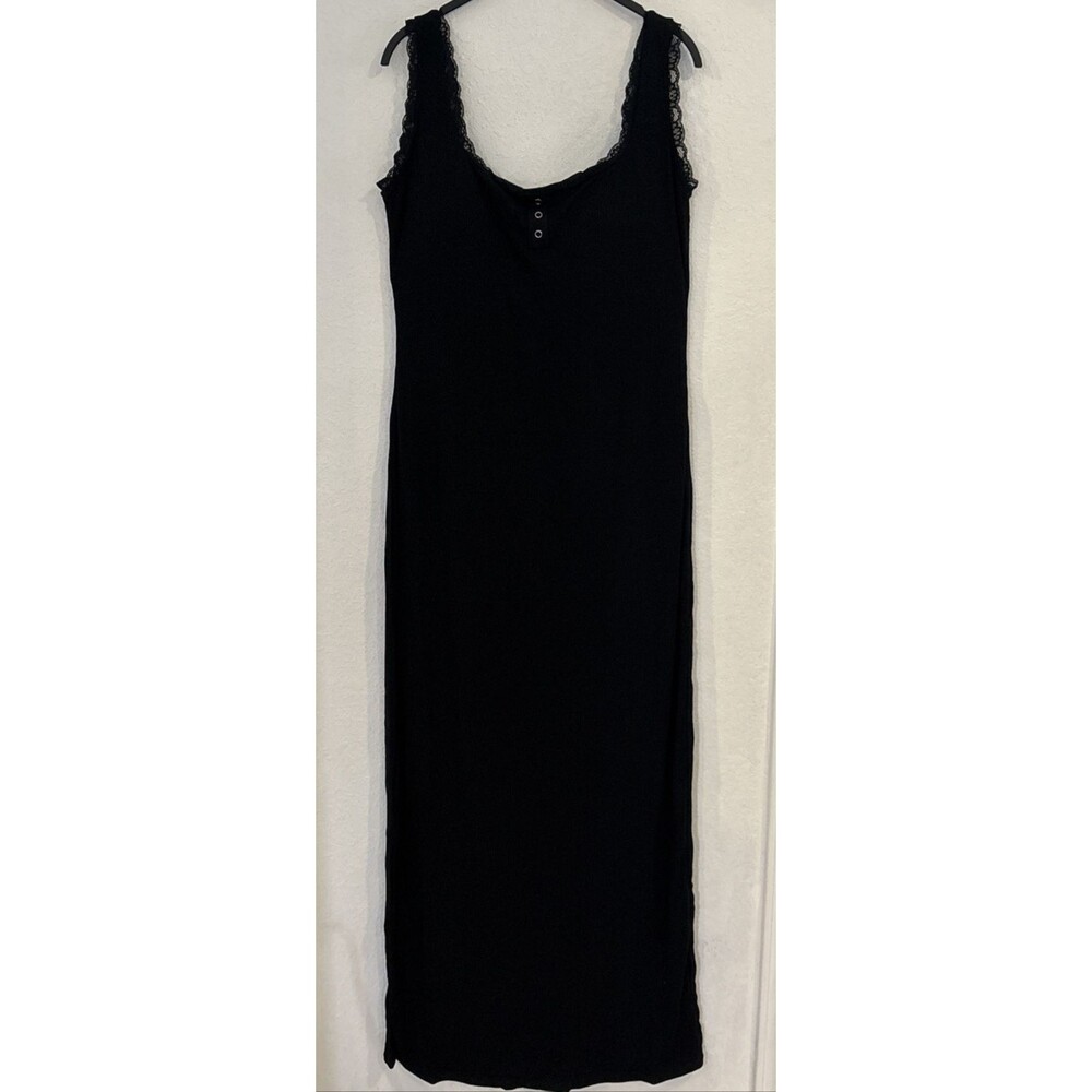 Popilush Slip Dress Built in Bra Maxi Bodycon Strap Dress Black Size 3XL
